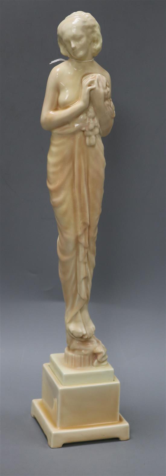 A rare Doulton & Co blush ivory figure Spring HN1774, modelled by R. Garbe, c.1933, height 53cm, restored and re-sprayed